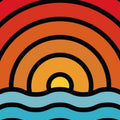 Retro Sunset Ocean Wave Rug Living Room Bedroom Decor Non-Slip