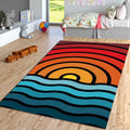 Retro Sunset Ocean Wave Rug Living Room Bedroom Decor Non-Slip