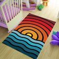 Retro Sunset Ocean Wave Rug Living Room Bedroom Decor Non-Slip