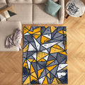 Grunge Geometric Yellow Rug Teen Boy Bedroom Gaming Room Decor