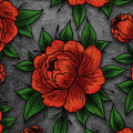 Dark Red Peony Floral Rug Gothic Living Room Decor Non-Slip