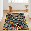Cinema Doodle Pattern Rug Home Theater Media Room Decor Non-Slip