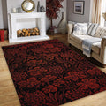 Dark Red William Morris Style Rug Gothic Victorian Living Room