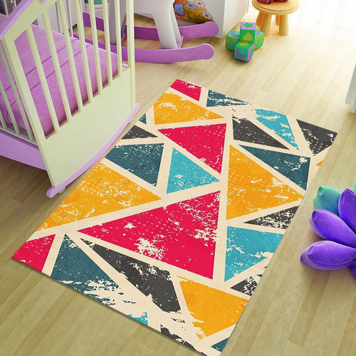 Grunge Geometric Triangle Rug Teen Bedroom Living Room Decor