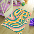 Groovy Retro Swirl Pattern Rug Boho Living Room Decor Non-Slip
