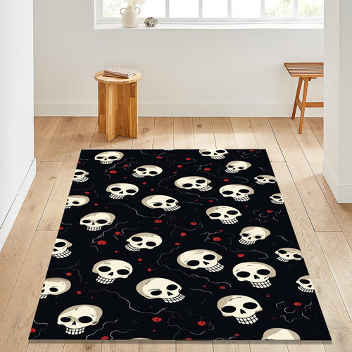 Cute Cartoon Skull Pattern Rug Teen Bedroom Gaming Room Decor