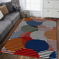 Op Art Striped Circles Rug Modern Living Room Decor Non-Slip