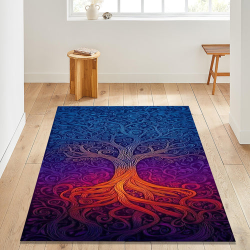 Psychedelic Tree of Life Rug Boho Living Room Decor Non-Slip