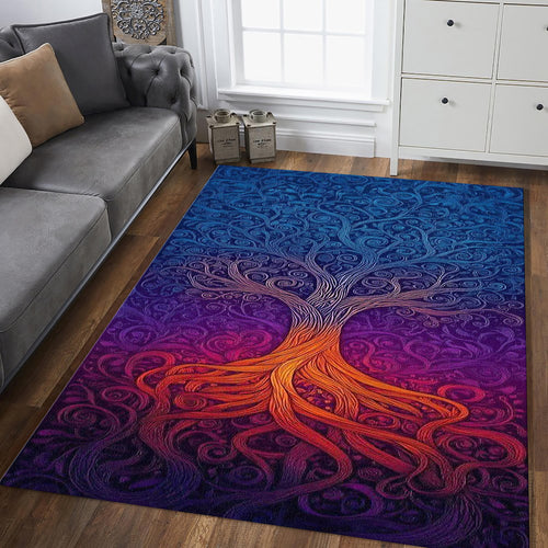 Psychedelic Tree of Life Rug Boho Living Room Decor Non-Slip