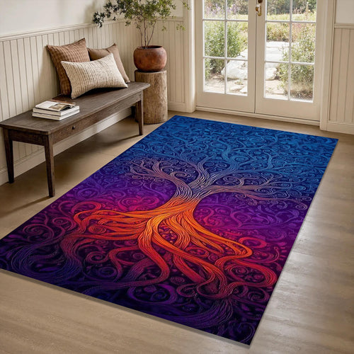 Psychedelic Tree of Life Rug Boho Living Room Decor Non-Slip