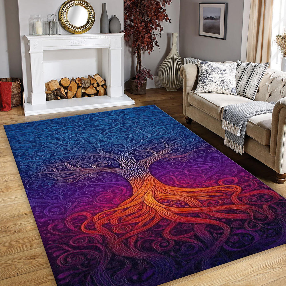 Psychedelic Tree of Life Rug Boho Living Room Decor Non-Slip