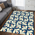 Mid-Century Floral Leaf Pattern Rug