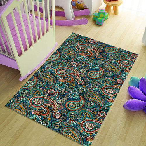 Vibrant Paisley Pattern Rug Boho Living Room Decor Non-Slip