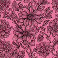 Hot Pink Floral Line Art Rug Bedroom Teen Room Decor Non-Slip