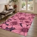 Dusty Rose 3D Carved Floral Rug Bedroom Living Room Decor Soft