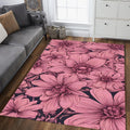 Dusty Rose 3D Carved Floral Rug Bedroom Living Room Decor Soft
