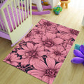 Dusty Rose 3D Carved Floral Rug Bedroom Living Room Decor Soft