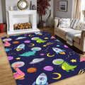 Cute Space Dinosaur Pattern Rug Kids Nursery Playroom Decor