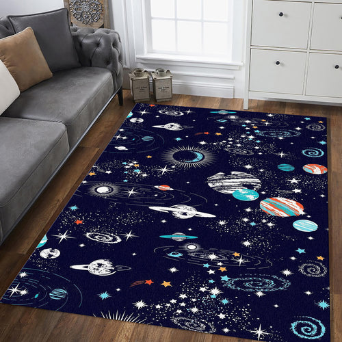 Celestial Galaxy Planets Rug Teen Bedroom Gaming Room Decor