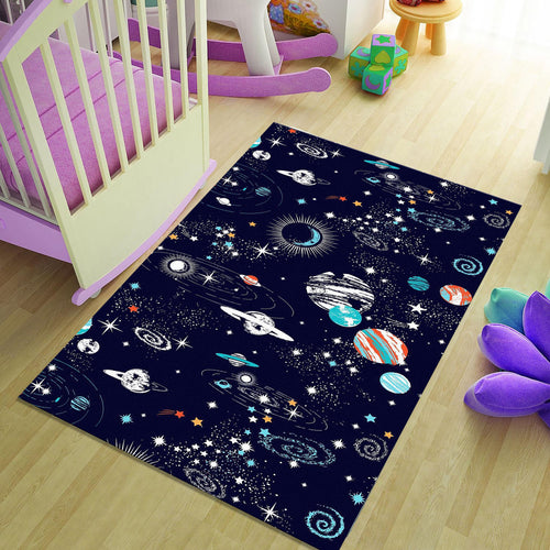 Celestial Galaxy Planets Rug Teen Bedroom Gaming Room Decor