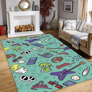 90s Cartoon Network Doodle Rug Teen Bedroom Gaming Room Decor