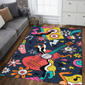 Pop Art Music Doodle Rug Gaming Room Teen Bedroom Decor Non-Slip