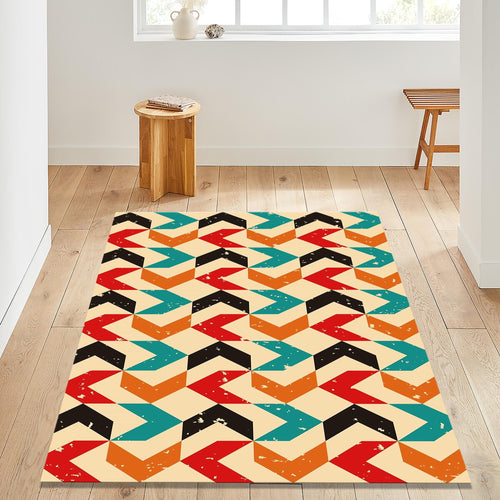 Retro Chevron Geometric Rug Boho Living Room Decor Non-Slip
