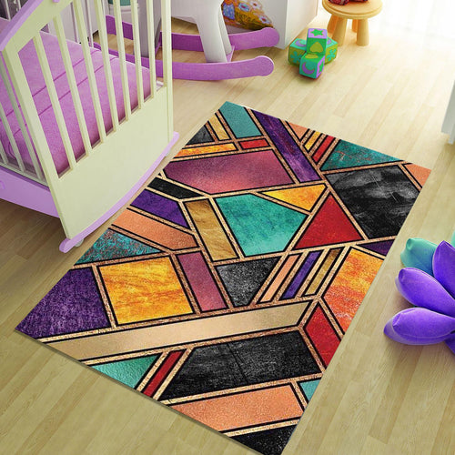 Art Deco Stained Glass Rug Living Room Office Decor Non-Slip