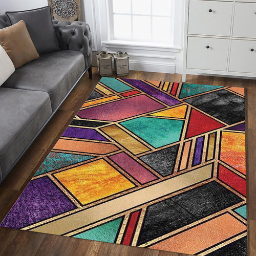 Art Deco Stained Glass Rug Living Room Office Decor Non-Slip