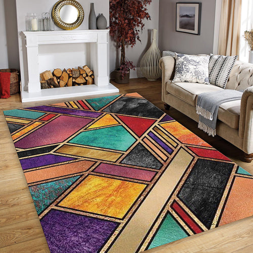 Art Deco Stained Glass Rug Living Room Office Decor Non-Slip