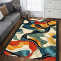Fluid Abstract Organic Rug Modern Living Room Decor Non-Slip