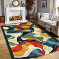 Fluid Abstract Organic Rug Modern Living Room Decor Non-Slip