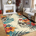 Tropical Gothic Skull Rug Bedroom Man Cave Decor Non-Slip