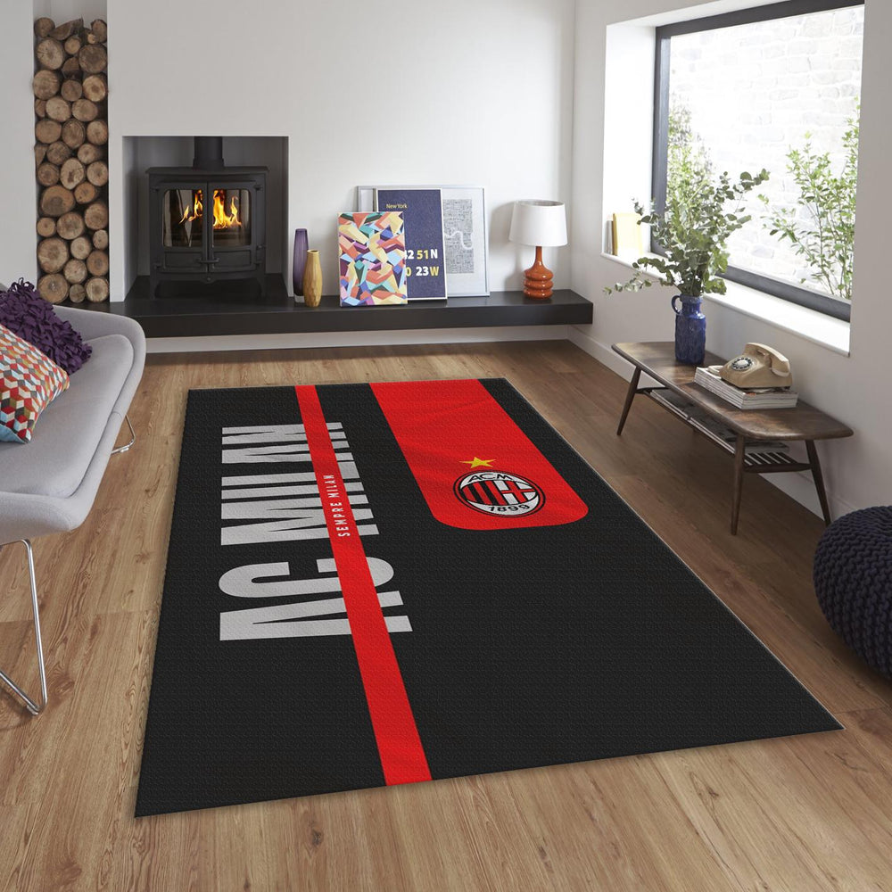 AC Milan Typography Mat, Football Stripe Art