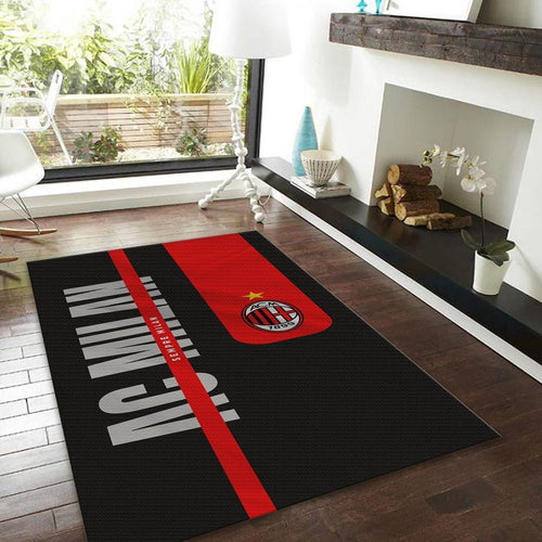 AC Milan Typography Mat, Football Stripe Art