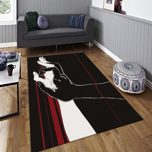 Abstract Lovers Rug, Black and Red Decor