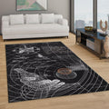 Sci-fi Schematic Rug, Black and White