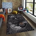 Sci-fi Schematic Rug, Black and White