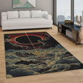 Cosmic Eclipse Rug, Celestial Art Dark Fantasy Landscape Decor