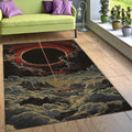 Cosmic Eclipse Rug, Celestial Art Dark Fantasy Landscape Decor