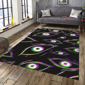 Psychedelic Eye Rug, Trippy Glitch Art
