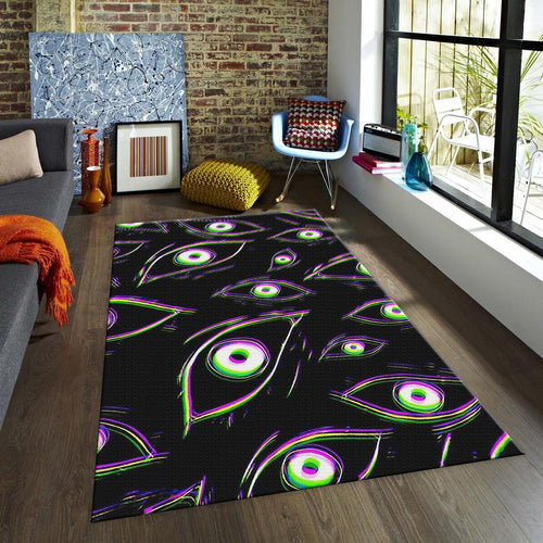 Psychedelic Eye Rug, Trippy Glitch Art
