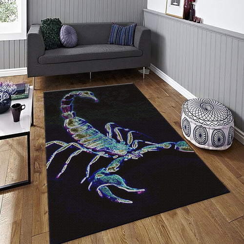 Neon Scorpion Rug, Glowing Art Style