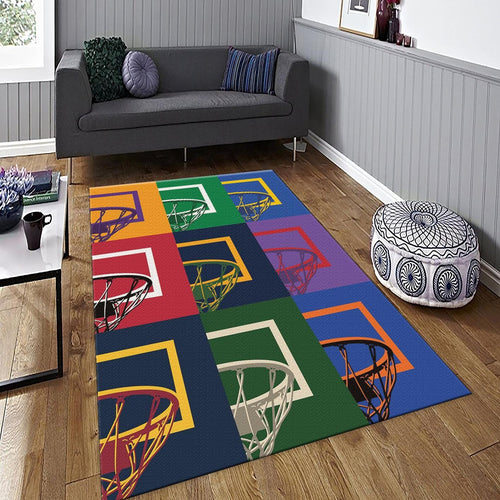 Colorful Basketball Rug, Pop Art Style