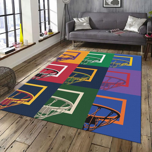 Colorful Basketball Rug, Pop Art Style