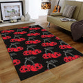 Gothic Cherry Skull Rug, Red and Black