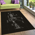 Tactical Schematic Rug, Black and White
