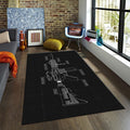 Tactical Schematic Rug, Black and White
