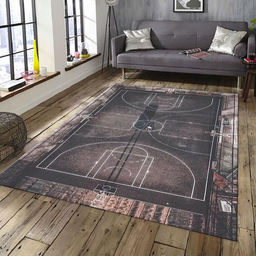 Moody Basketball Court Rug, Aerial Art