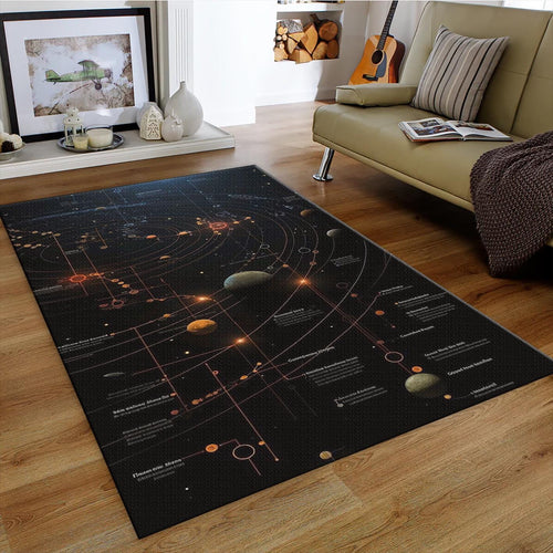 Sci-fi Solar System Rug, Celestial Map